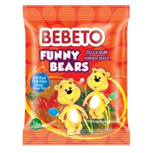 Photo Bonbons Funny Bears – Fabriqué avec du Vrai Jus de Fruit – Bebeto – Halal – Sachet 80gr - Bebeto